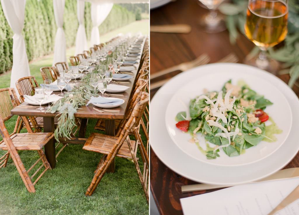 Reception decor at Zoe and Daniel's wedding, at The reception tent at Zoe and Daniel embrace and share a quiet moment together at their wedding at Zoe and Daniel walk through the lavender fields of Zoe and Daniel walk down the aisle at their wedding at Zoe and Daniel share their first kiss as husband and wife at Woodinville Lavender Farm, Washington, summer 2016