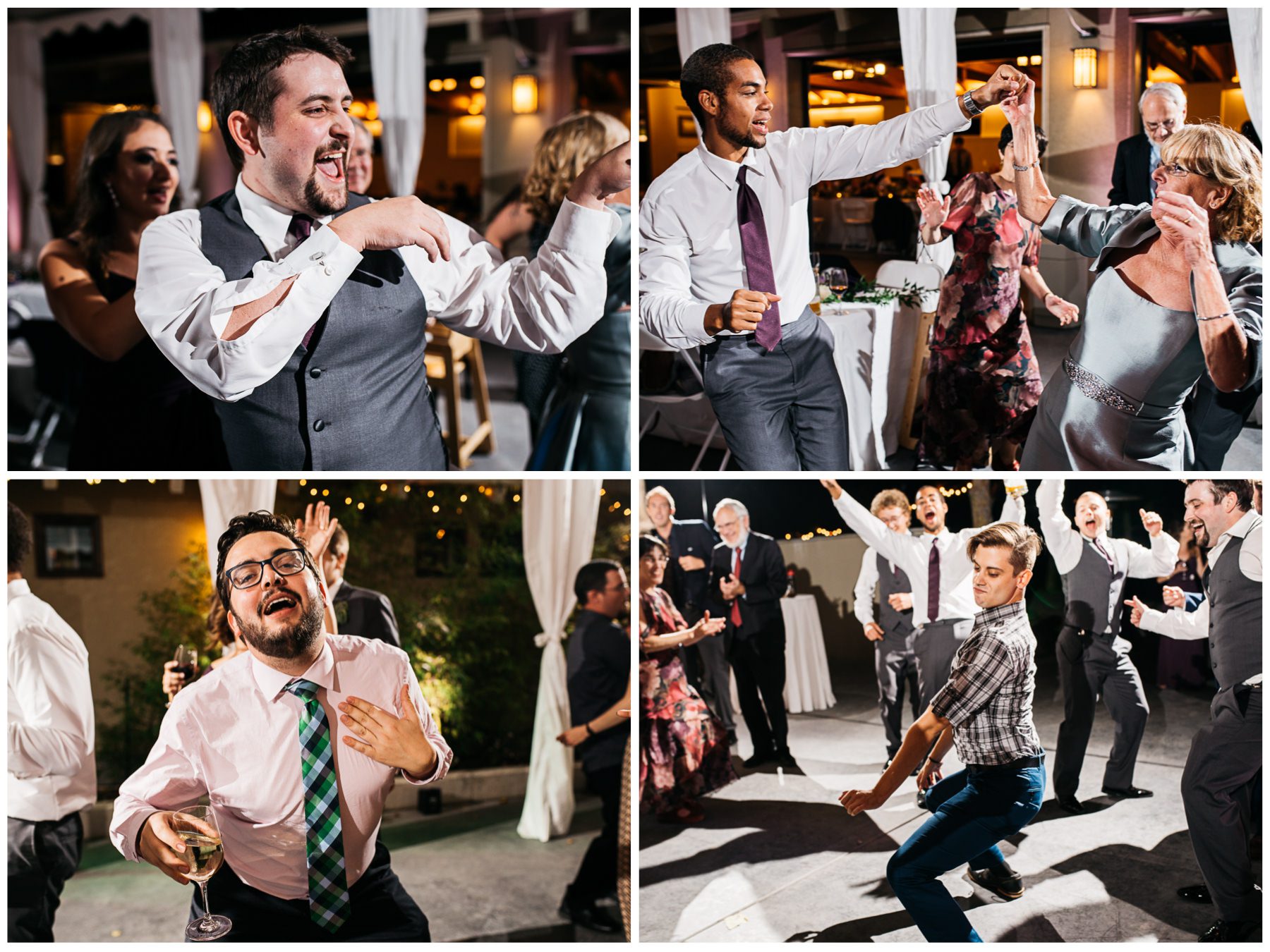Guests celebrating and dancing at Katherine and Graeme's wedding reception at Kingston House, WA.