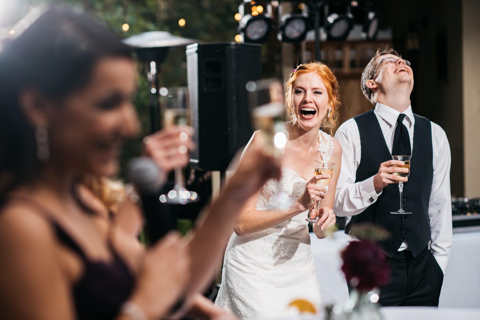 Toasts at Katherine and Graeme's wedding reception at Kingston House, WA.