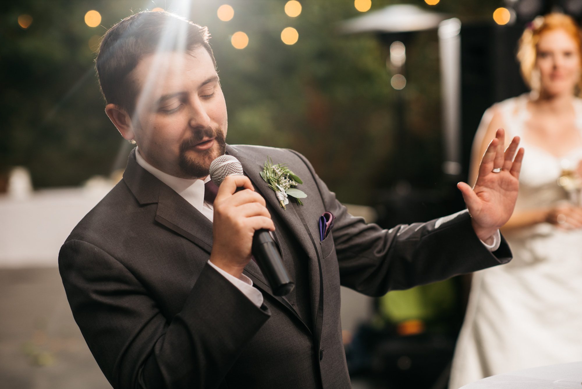 Toasts at Katherine and Graeme's wedding reception at Kingston House, WA.