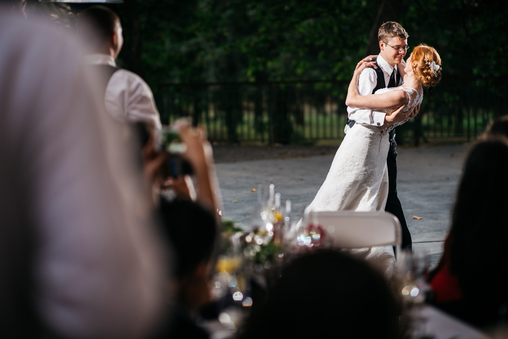 Katherine and Graeme during their first dance at their wedding reception at Kingston House.