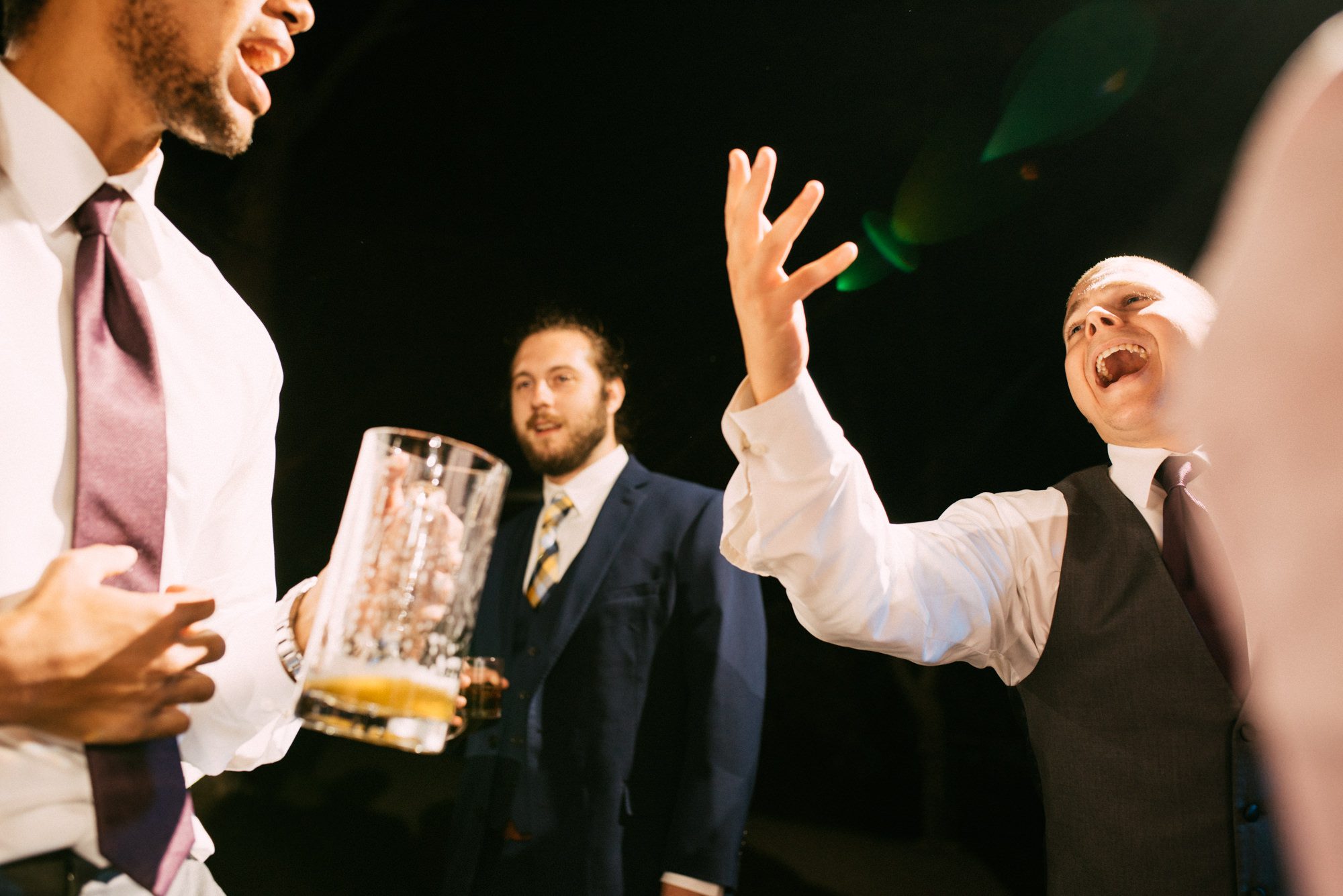 Guests celebrating and dancing at Katherine and Graeme's wedding reception at Kingston House, WA.