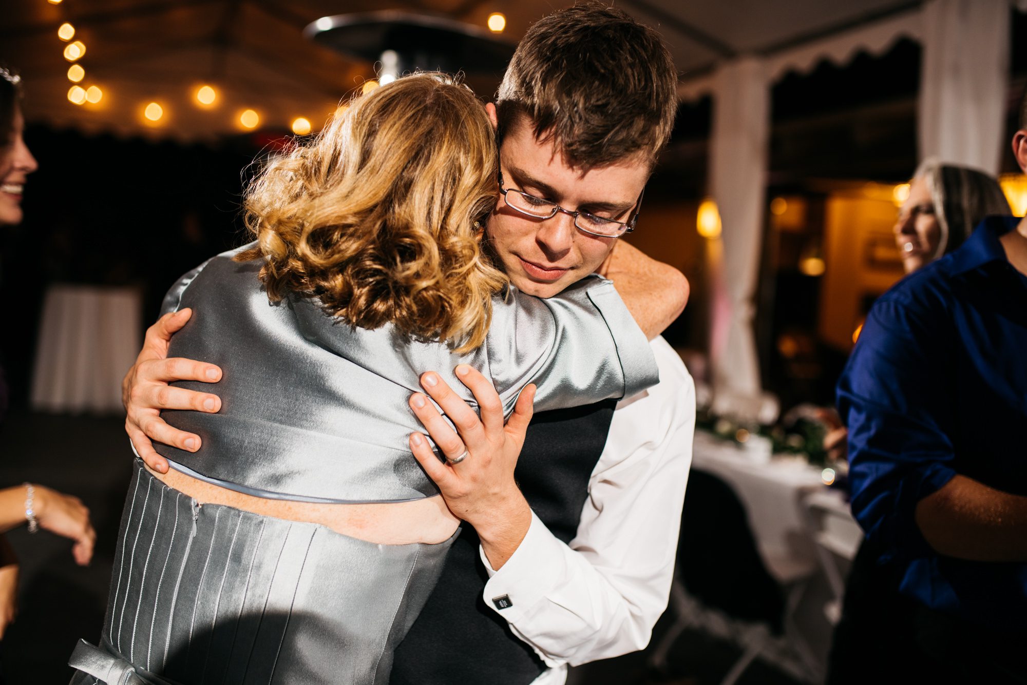 Guests celebrating and dancing at Katherine and Graeme's wedding reception at Kingston House, WA.