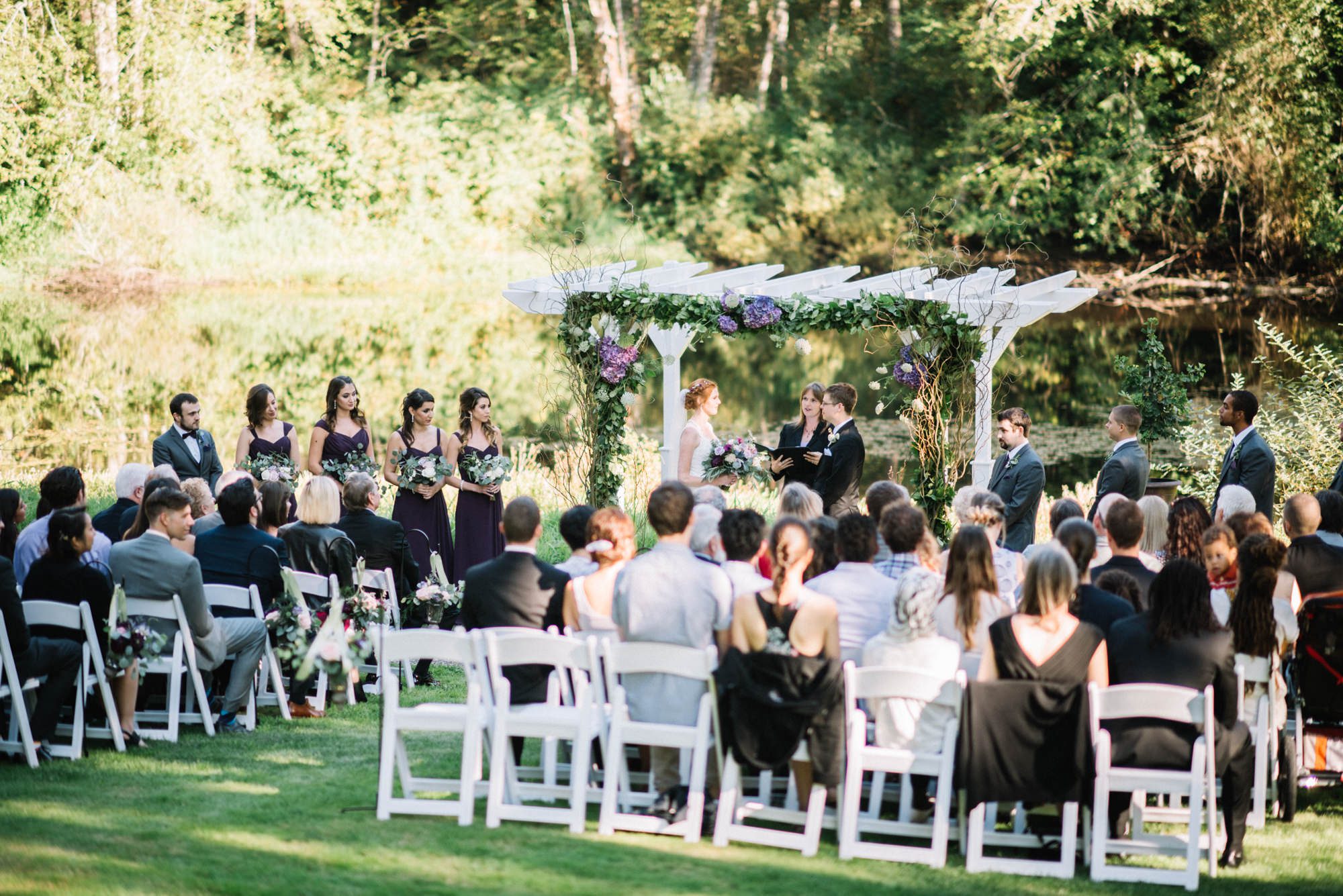 Katherine and Graeme's wedding ceremony by the lake at Kingston House, WA. September 2016.
