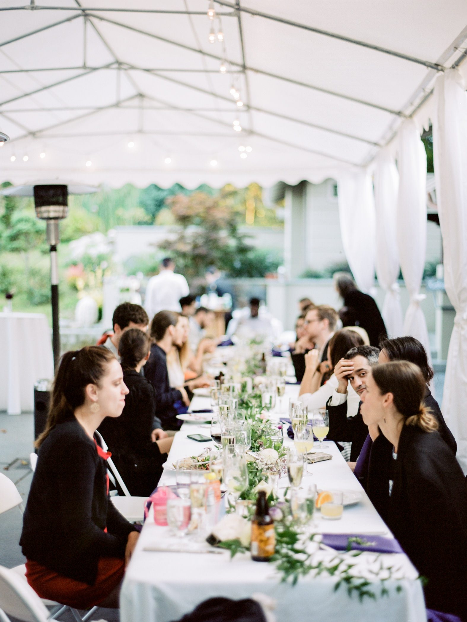 Guests enjoying Katherine and Graeme's wedding reception at Kingston House, September 2016.