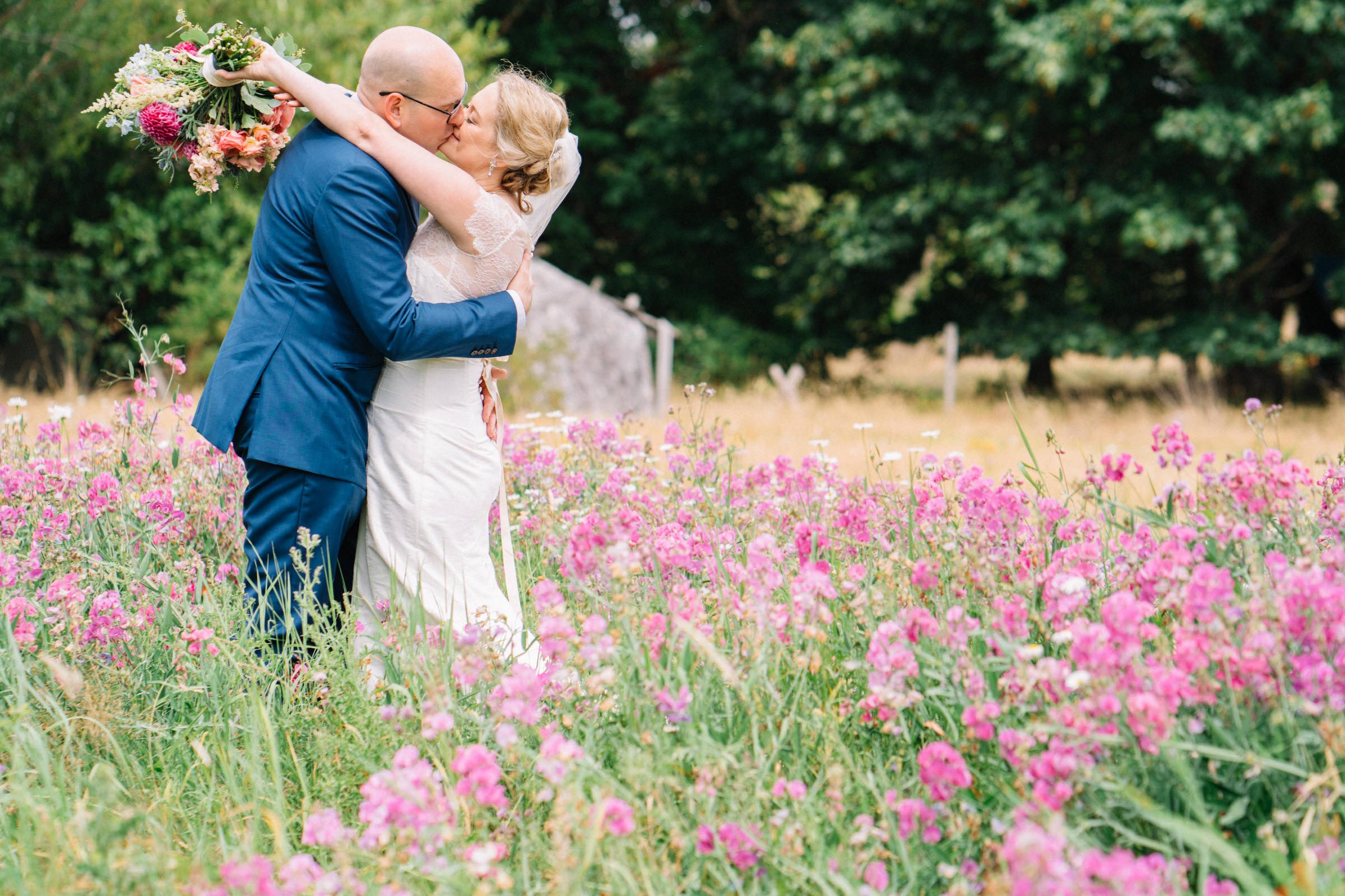 Wayfarer Whidbey Island Wedding: Sara gives her soon-to-be stepson a kiss