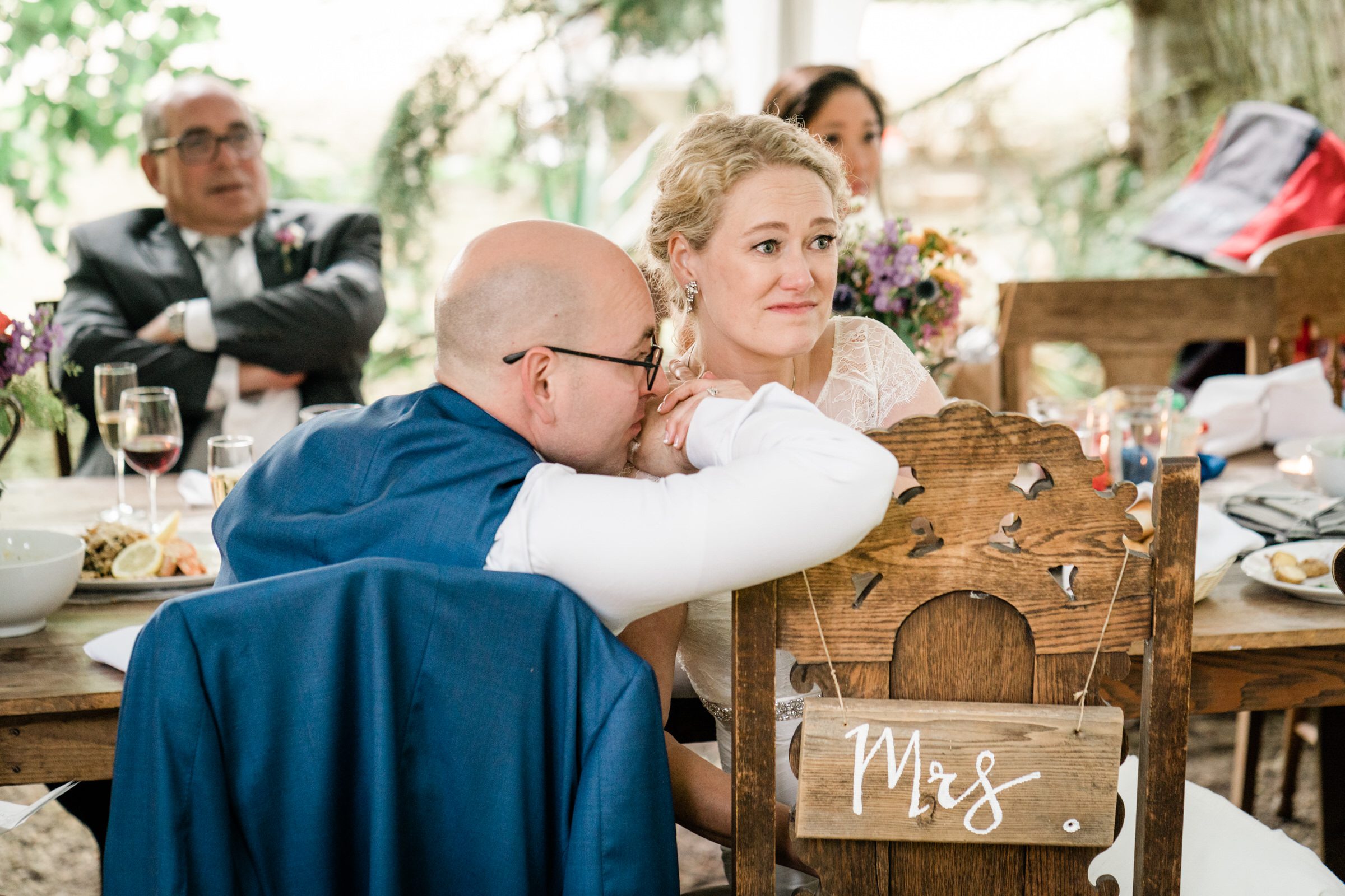 Wayfarer Whidbey Island Wedding: Sara and Joe react to their toast