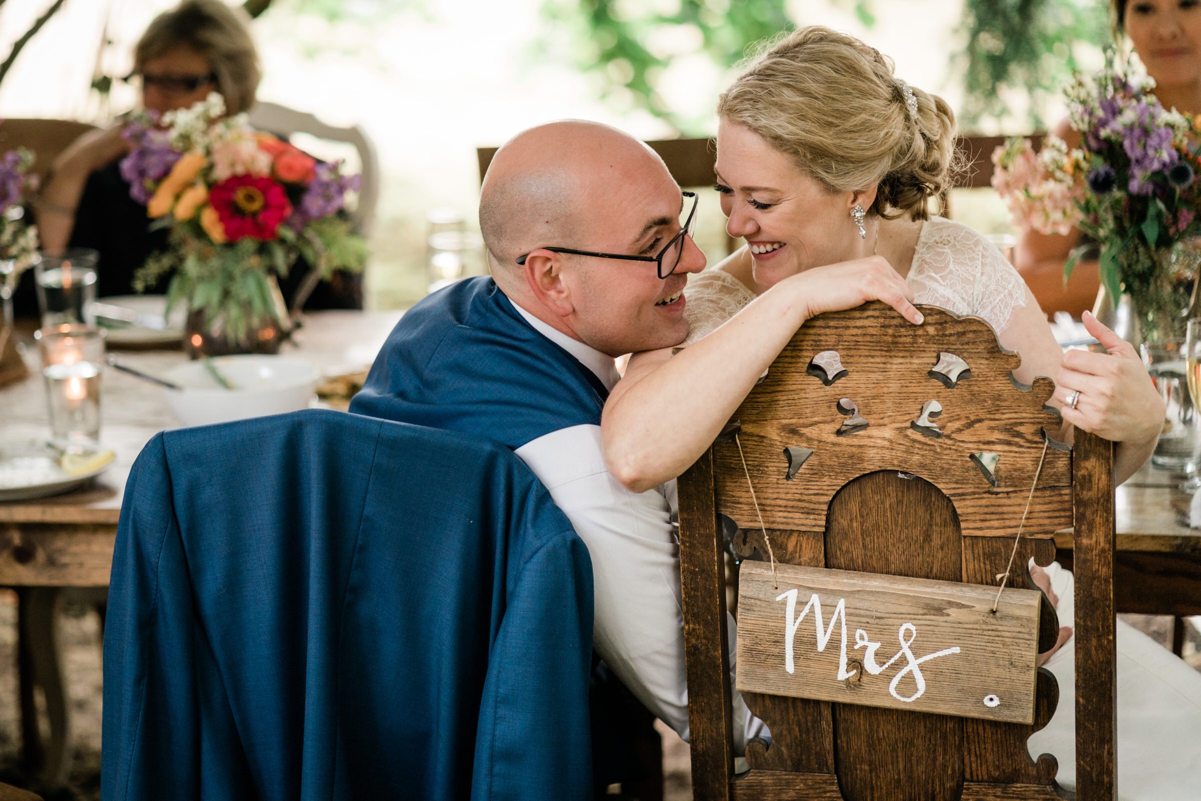 Wayfarer Whidbey Island Wedding: Sara and Joe laugh at their toast