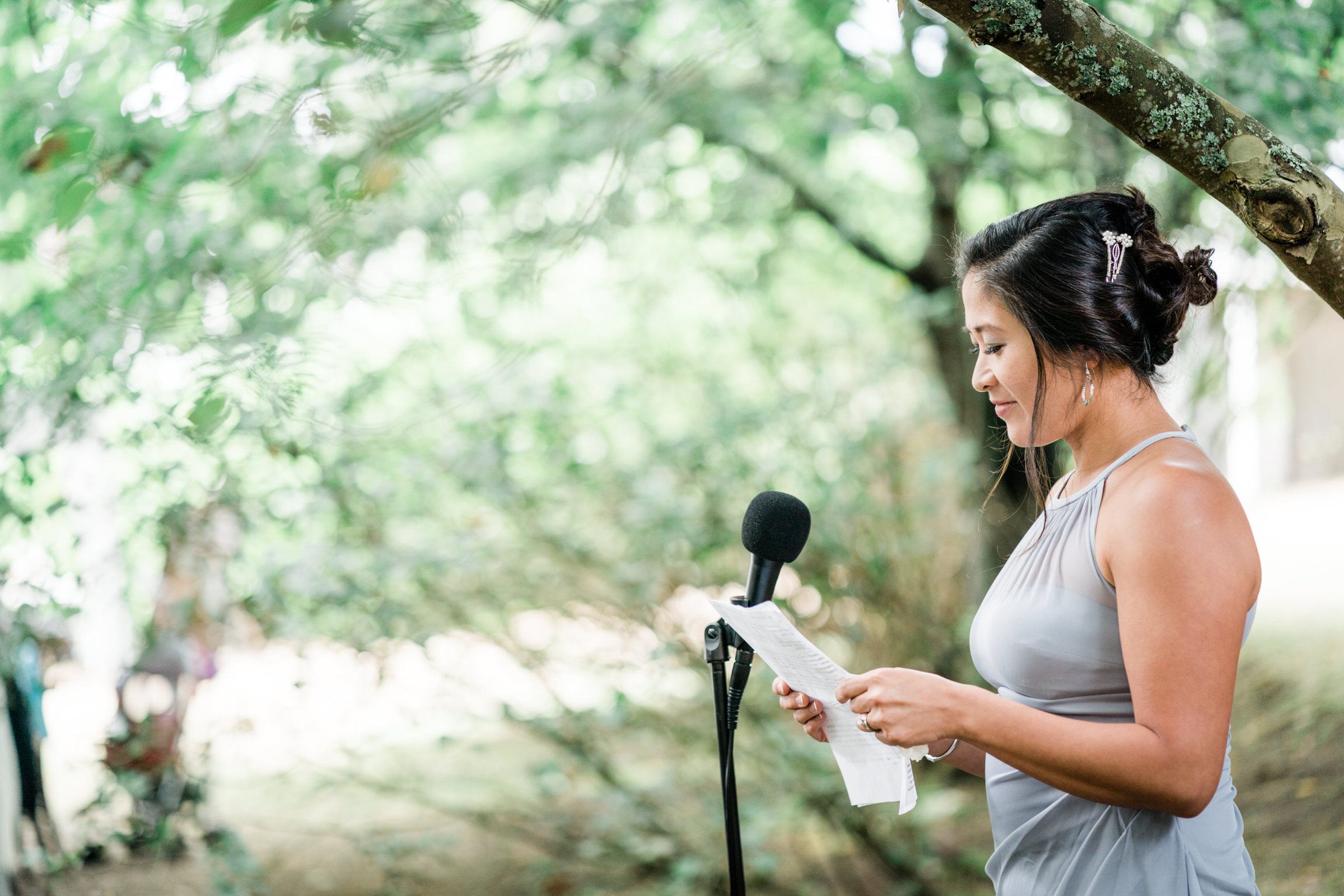 Wayfarer Whidbey Island Wedding: Sara's maid of honor Sylvia gives the happy couple a toast