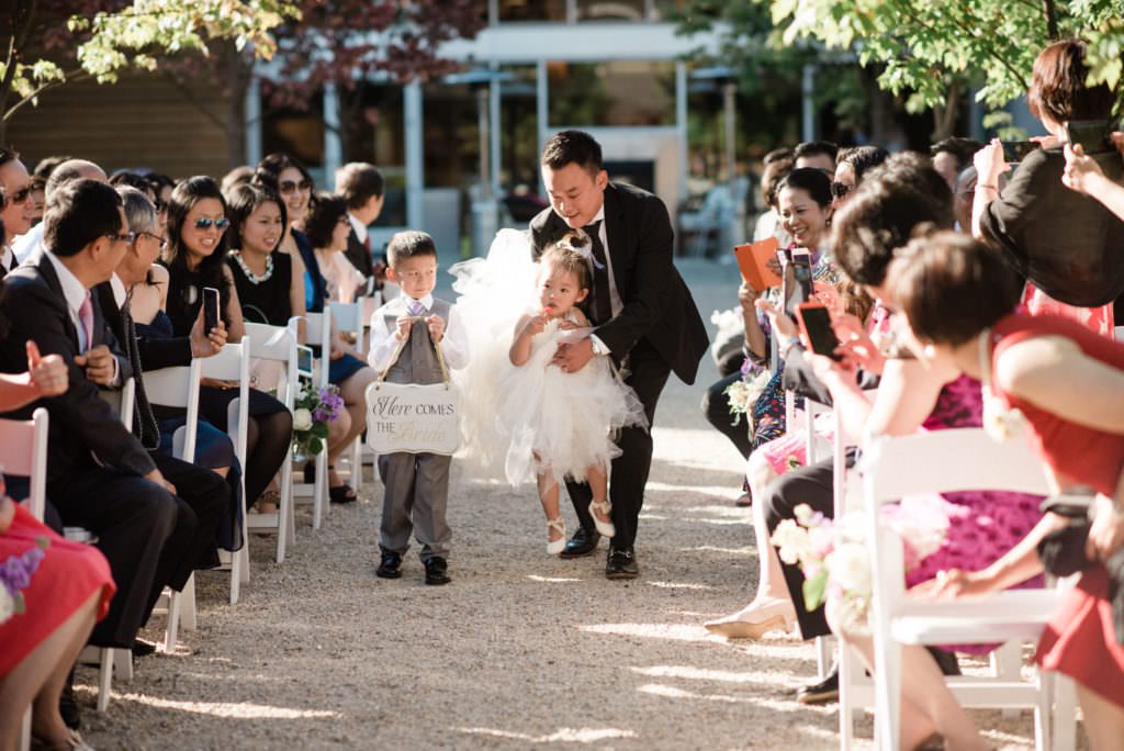 Flowergirl and ringbearer "walking" down the aisle at Cindy and Frank's wedding