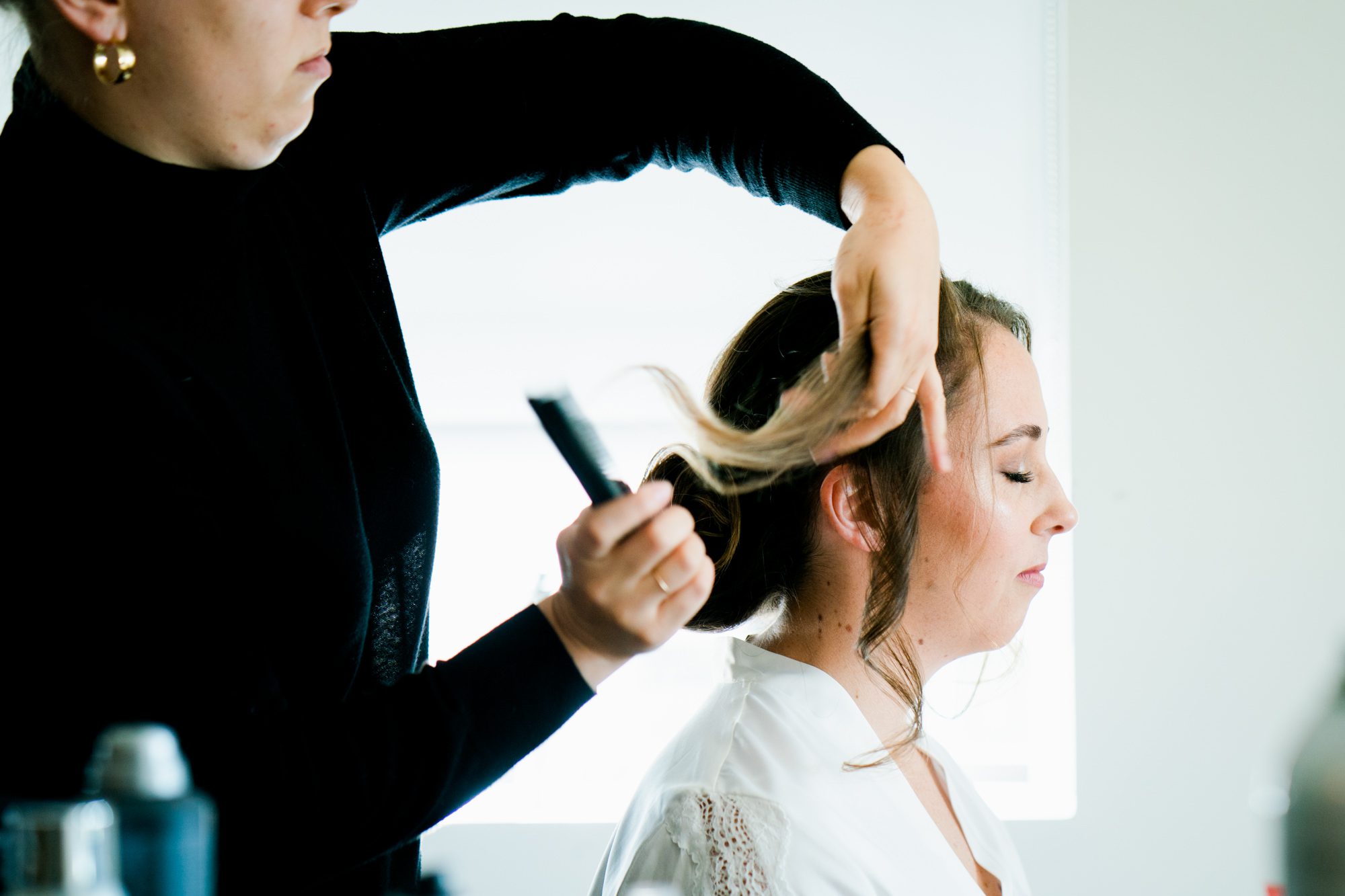 Lauren getting her hair done for her big day