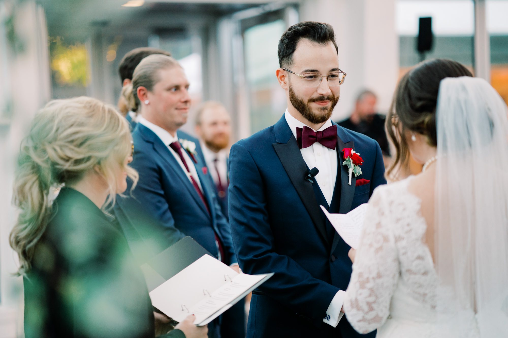 Lauren and Kyle's wedding ceremony at the Chihuly Garden and Glass