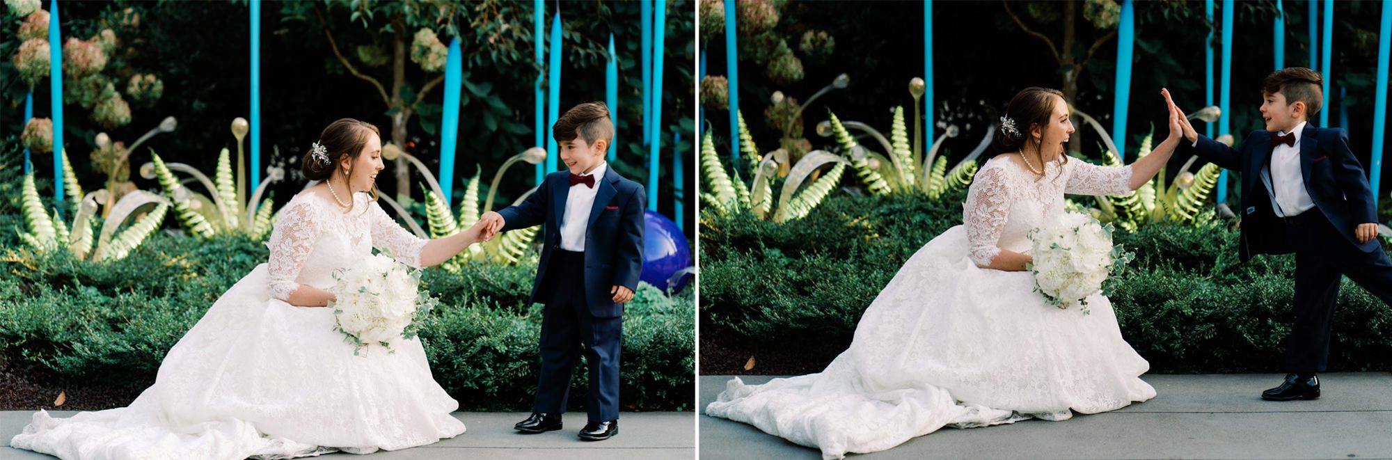 Lauren and ringbearer high five