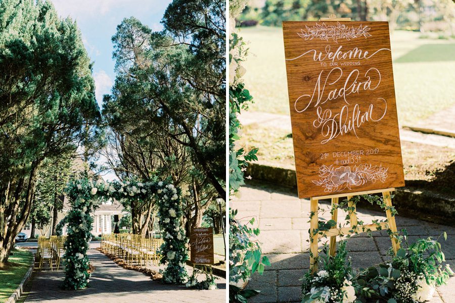 Beautiful decor at Nadira and Dhillon's wedding at Puncak Dani