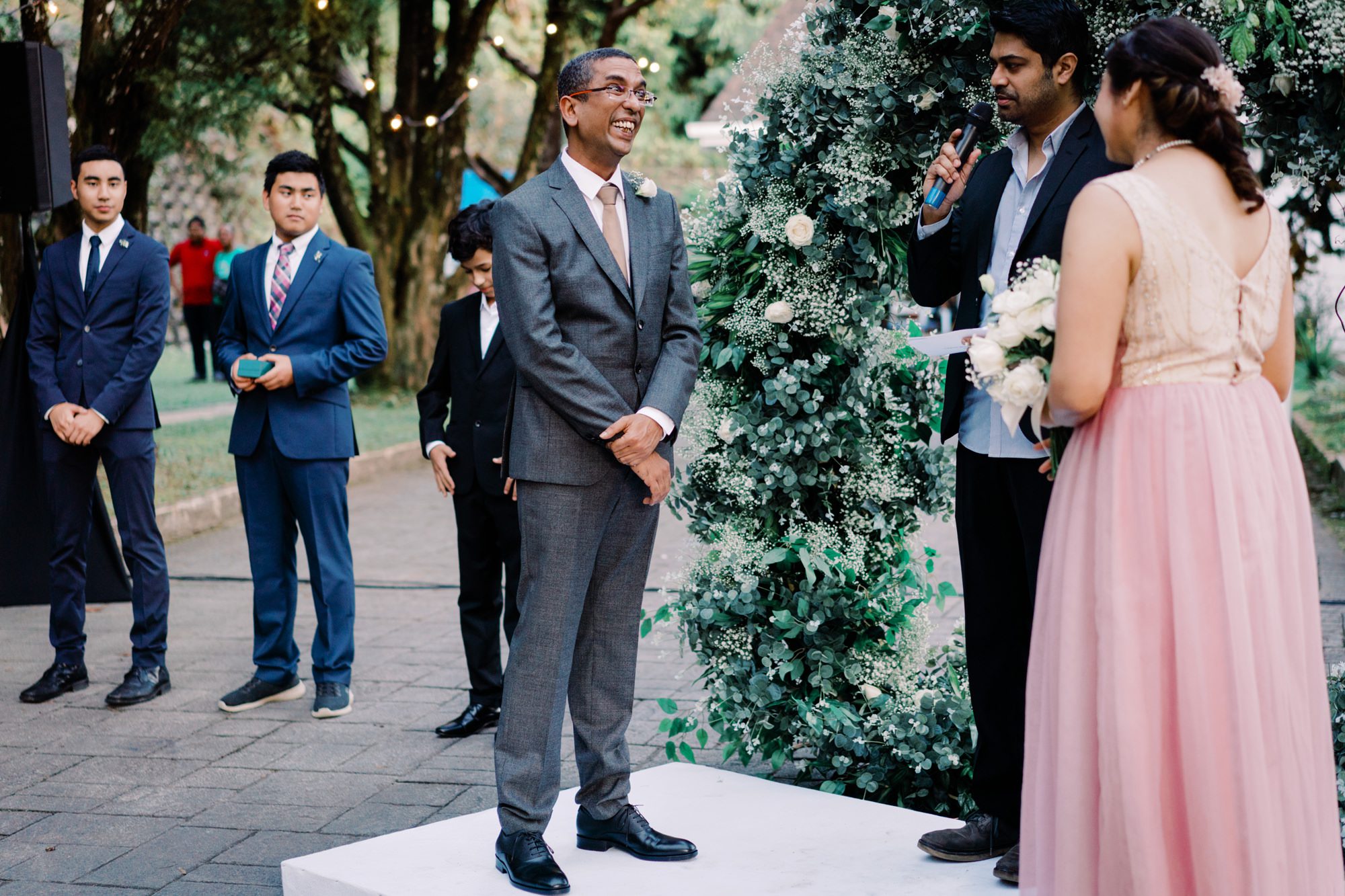 Dhillon reacts to Nadira as she meets him at their wedding ceremony