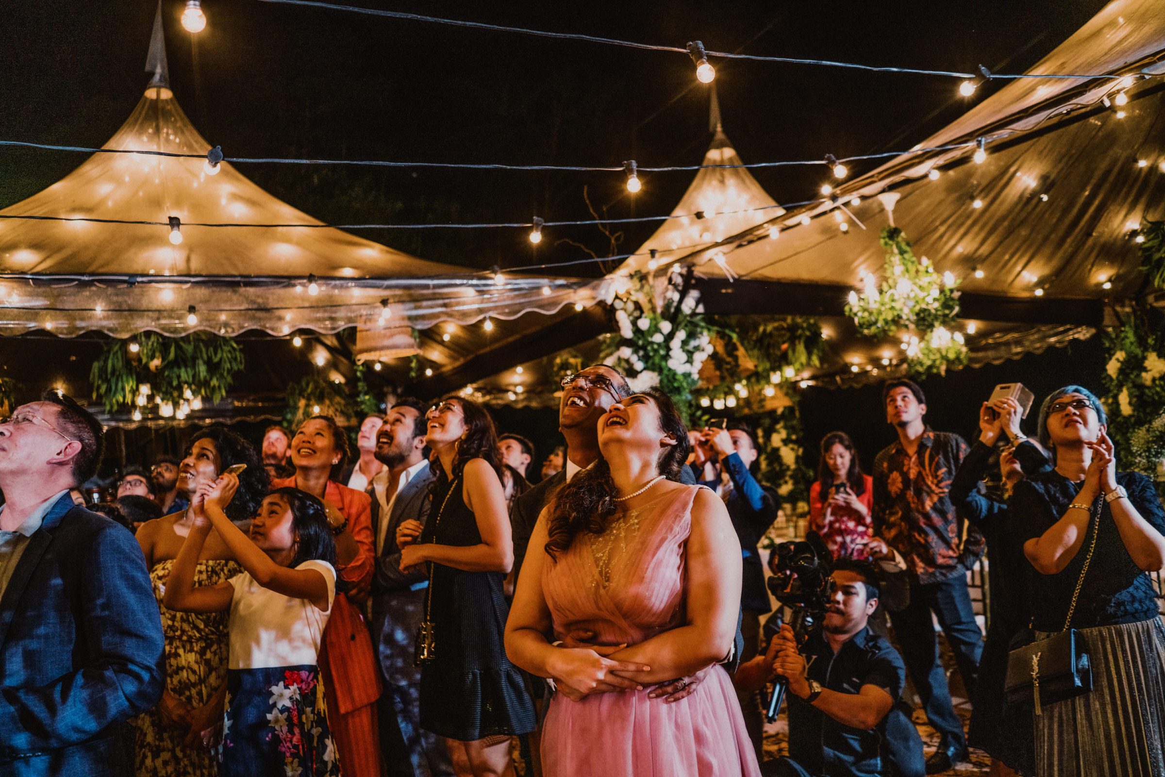 Nadira and Dhillon enjoy fireworks with their guests
