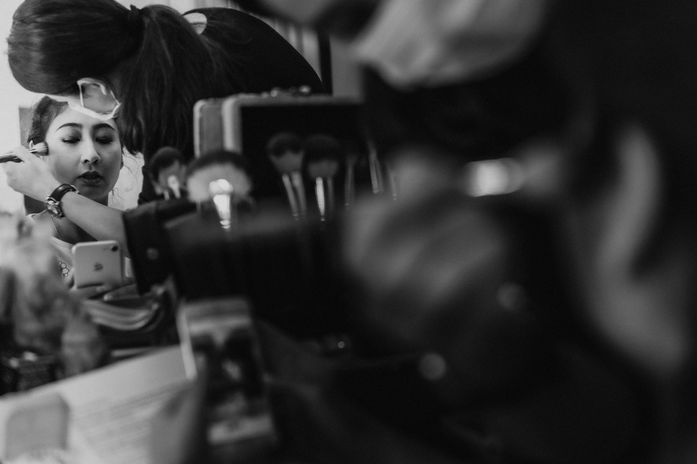 Nadira getting her hair and makeup done