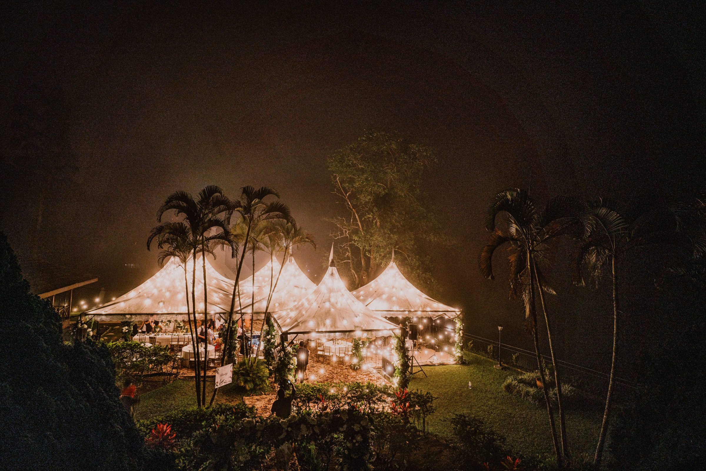 Nightscape of Nadira and Dhillon's wedding at Puncak Dani