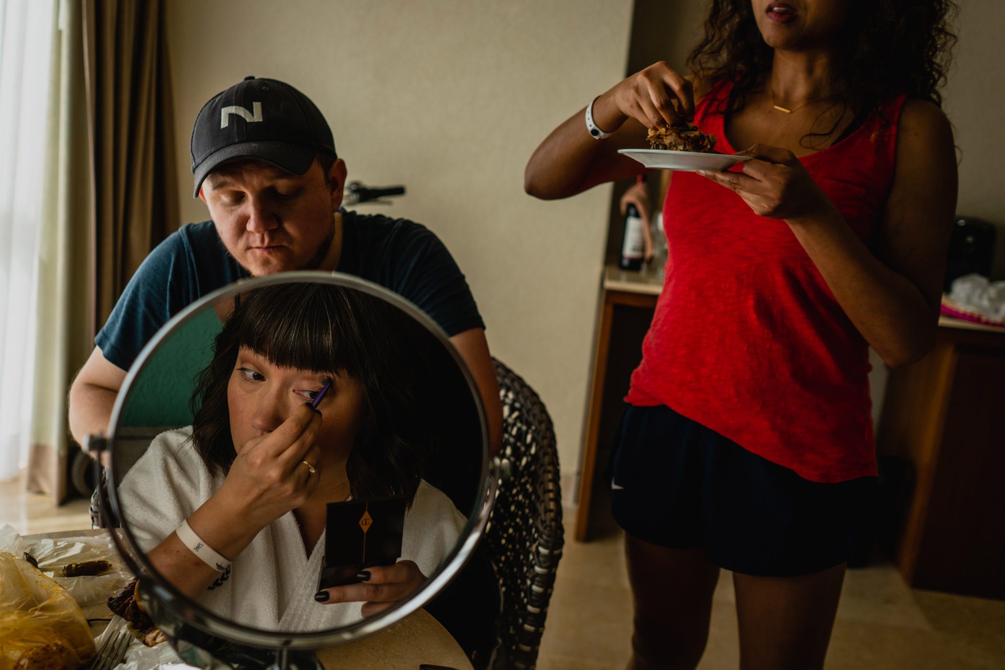 Digging into pre-wedding rotisserie chicken