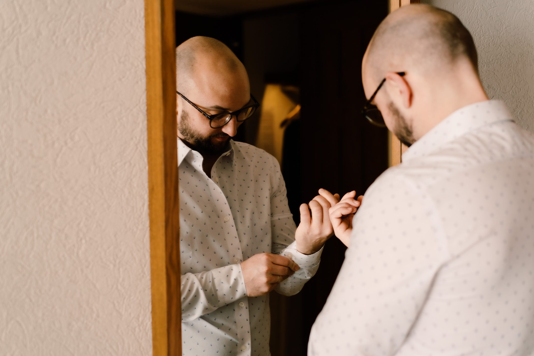 Groom Reid gets ready for his wedding