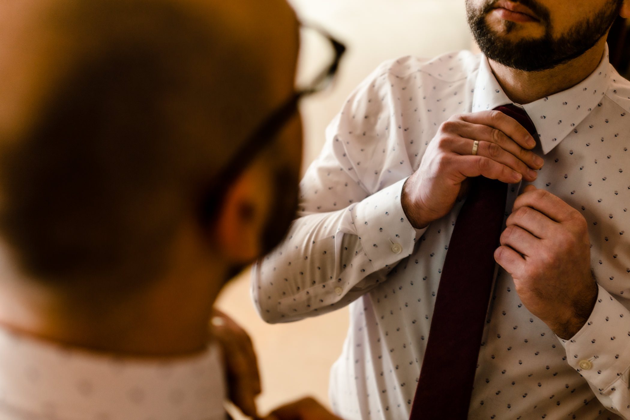 Groom Reid gets ready for his wedding