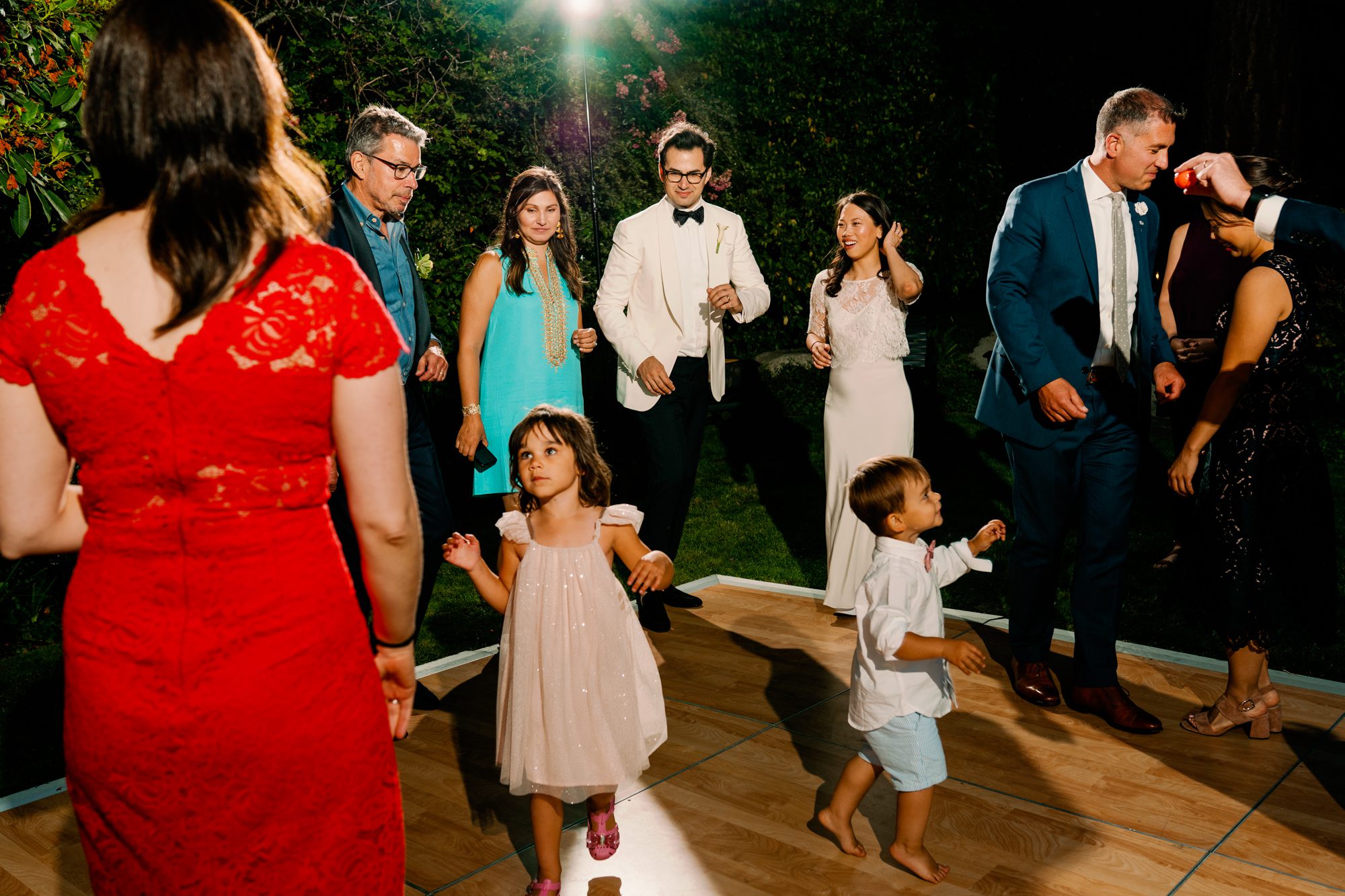 Guests dancing at Jen and Sage's wedding
