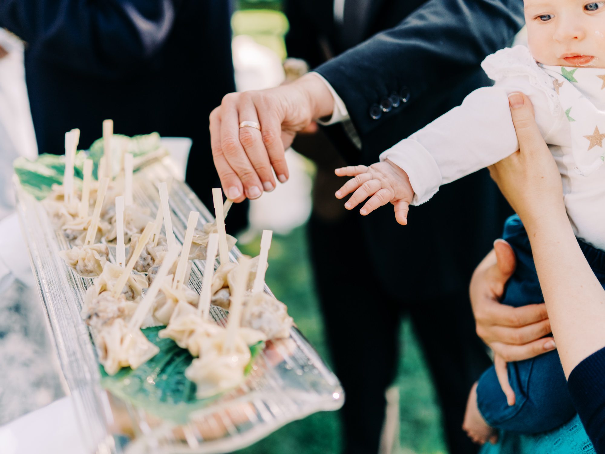 Guests reach for appetizers