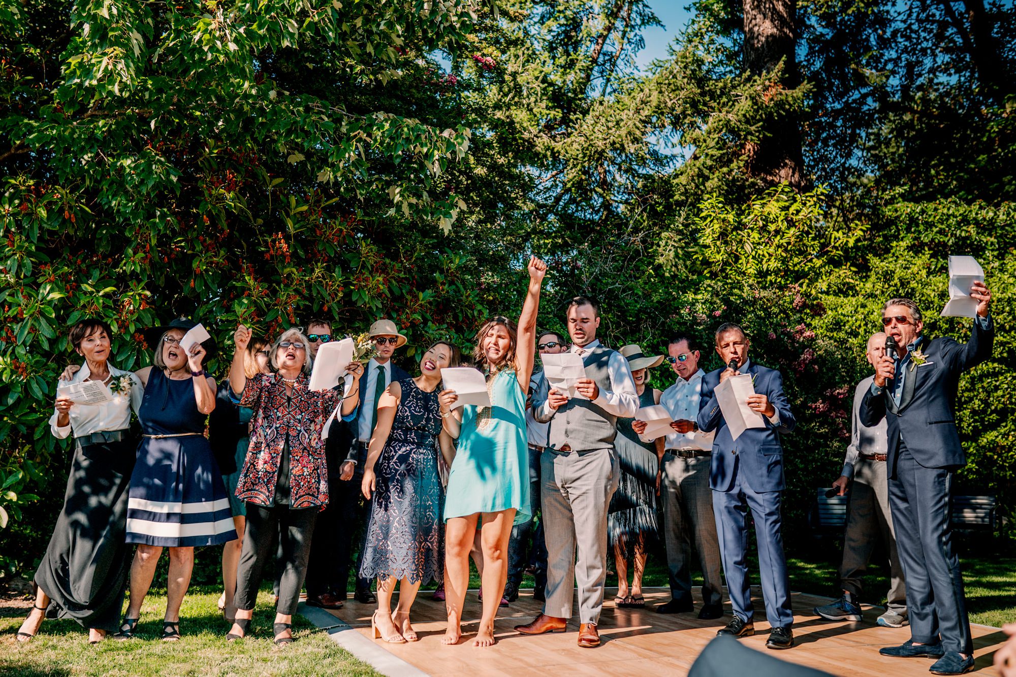 Surprise L'chaim flash mob by Jen and Sage's families.