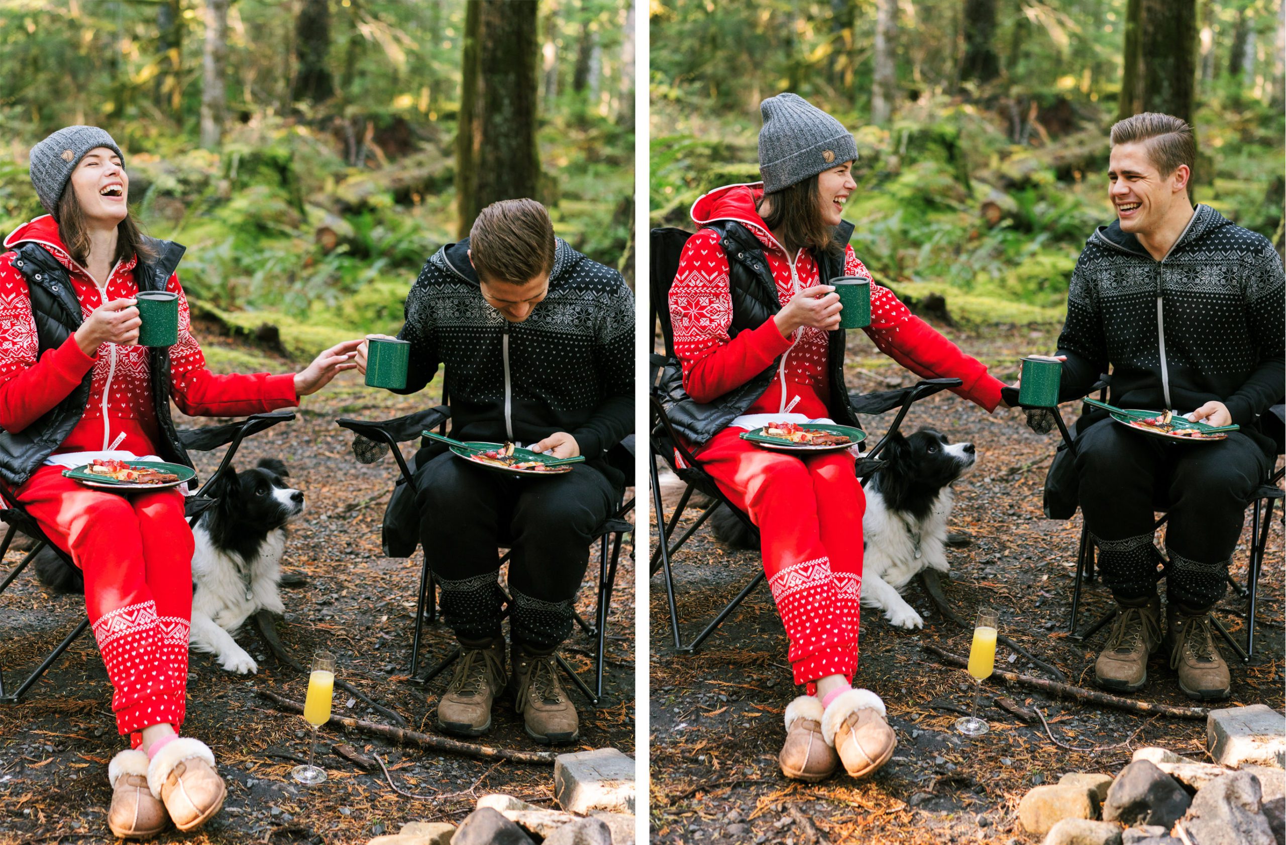 Seattle engagement portraits Veronica and Fletcher share a joke