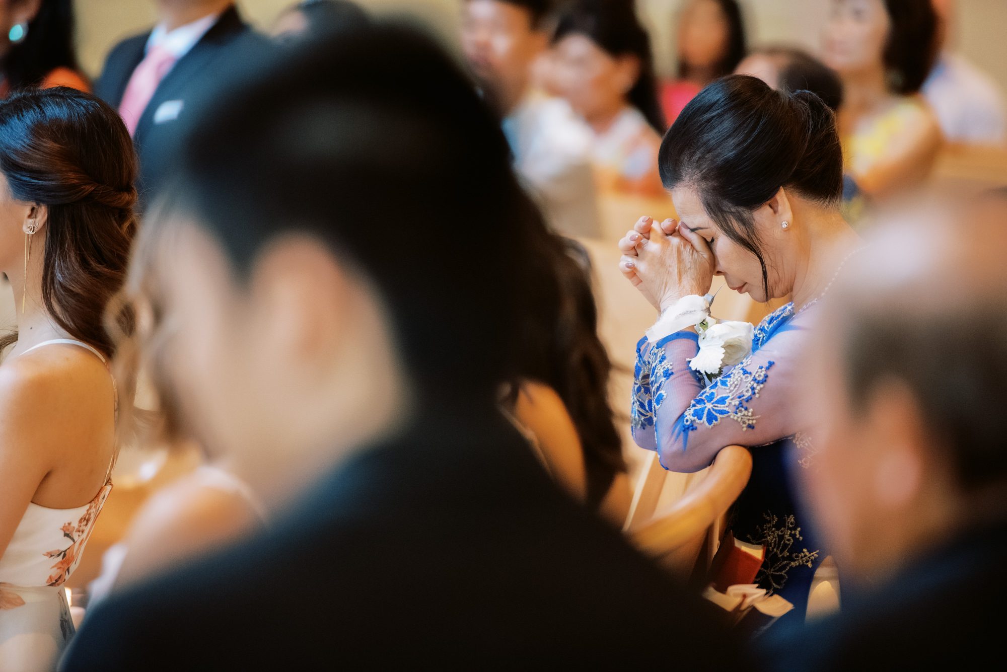 St Anne's Catholic Church wedding: Mom prays