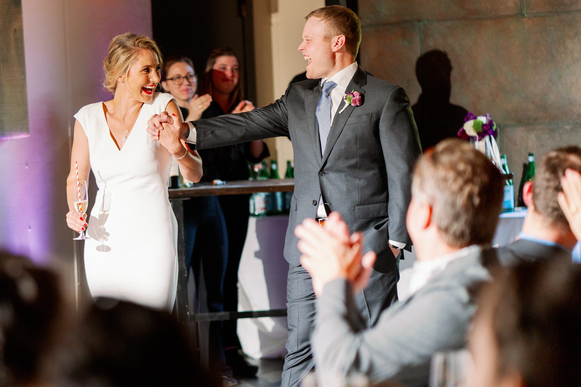 JM Cellars Wedding Reception: Kayley and Brian grand entrance