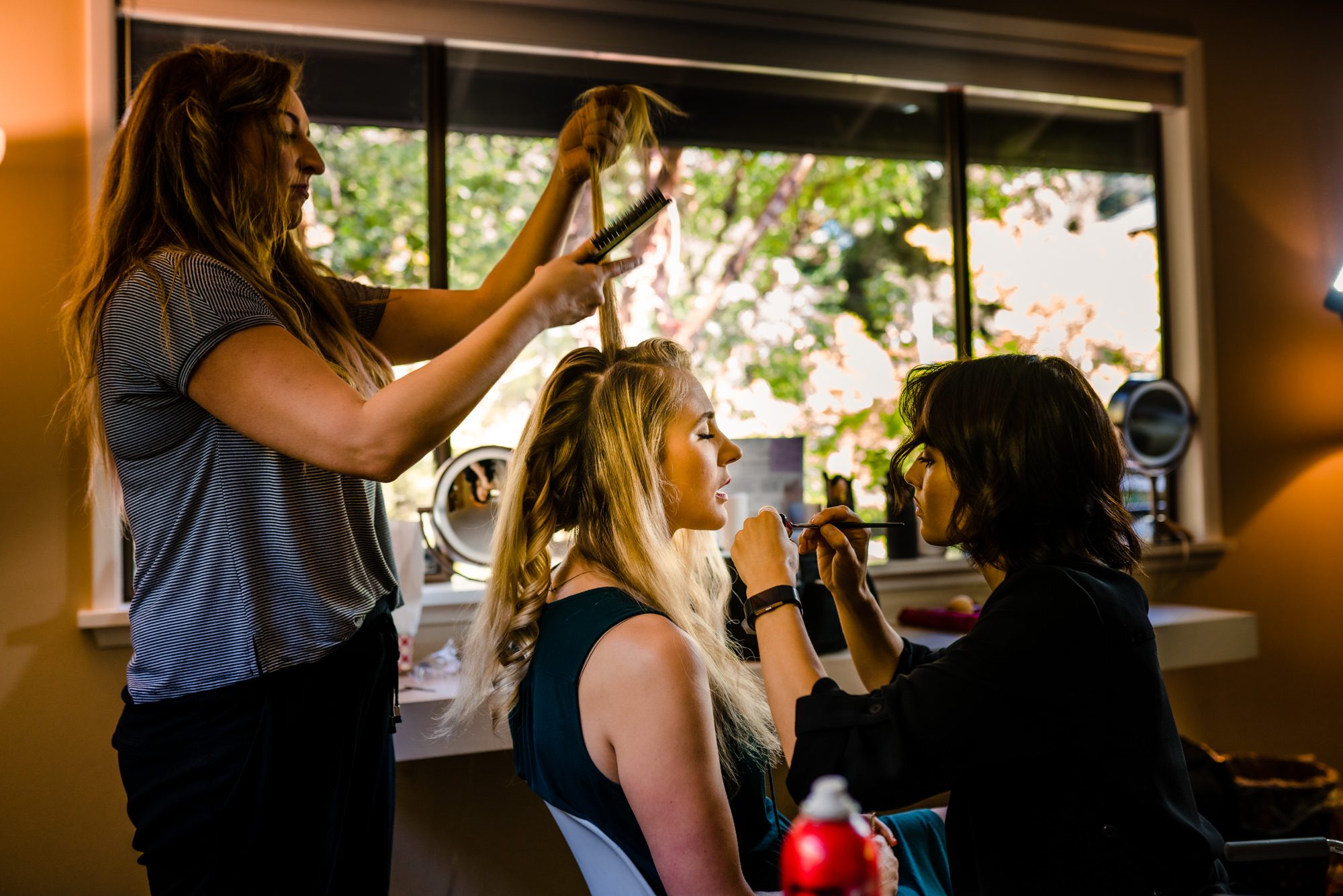 JM Cellars Weddings: Bride Kayley getting ready with Bridal Beauty Agency