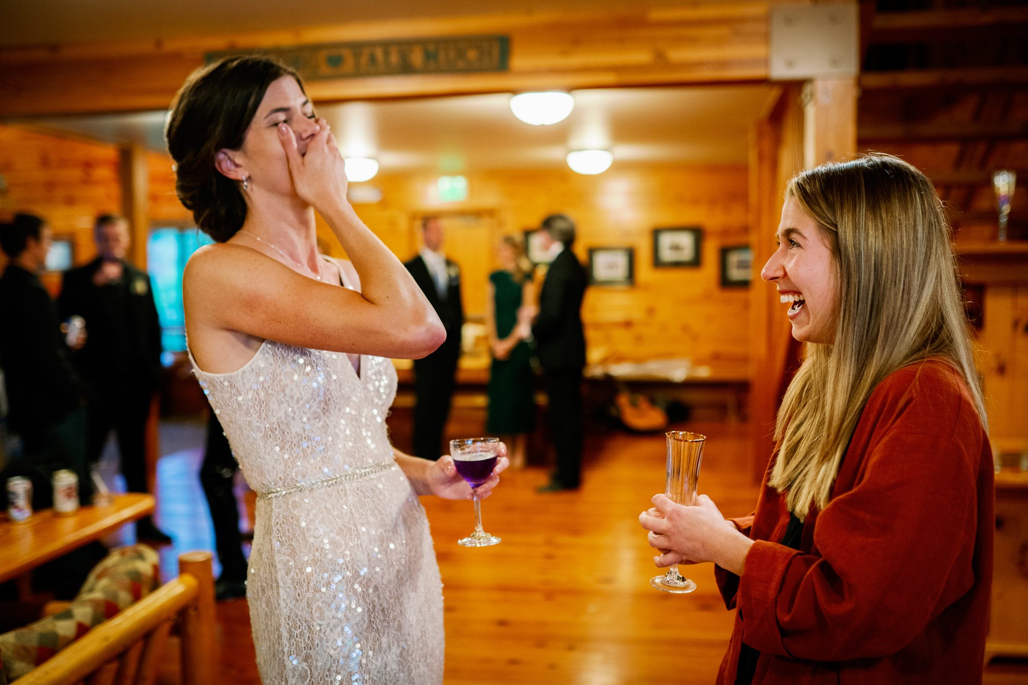 Veronica laughs with a friend