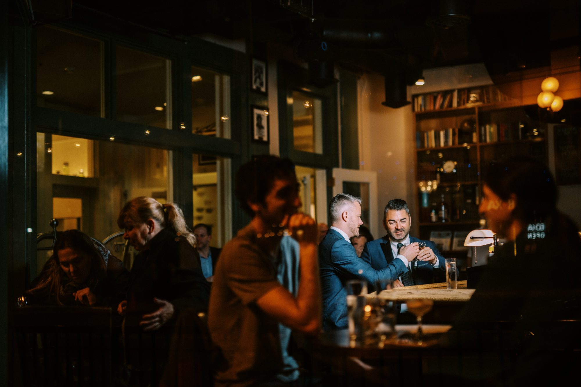 Michael and Justin celebrate their wedding with a drink at the Alexis Royal Sonesta hotel Michael and Justin celebrate their wedding with a drink at the Alexis Royal Sonesta hotel