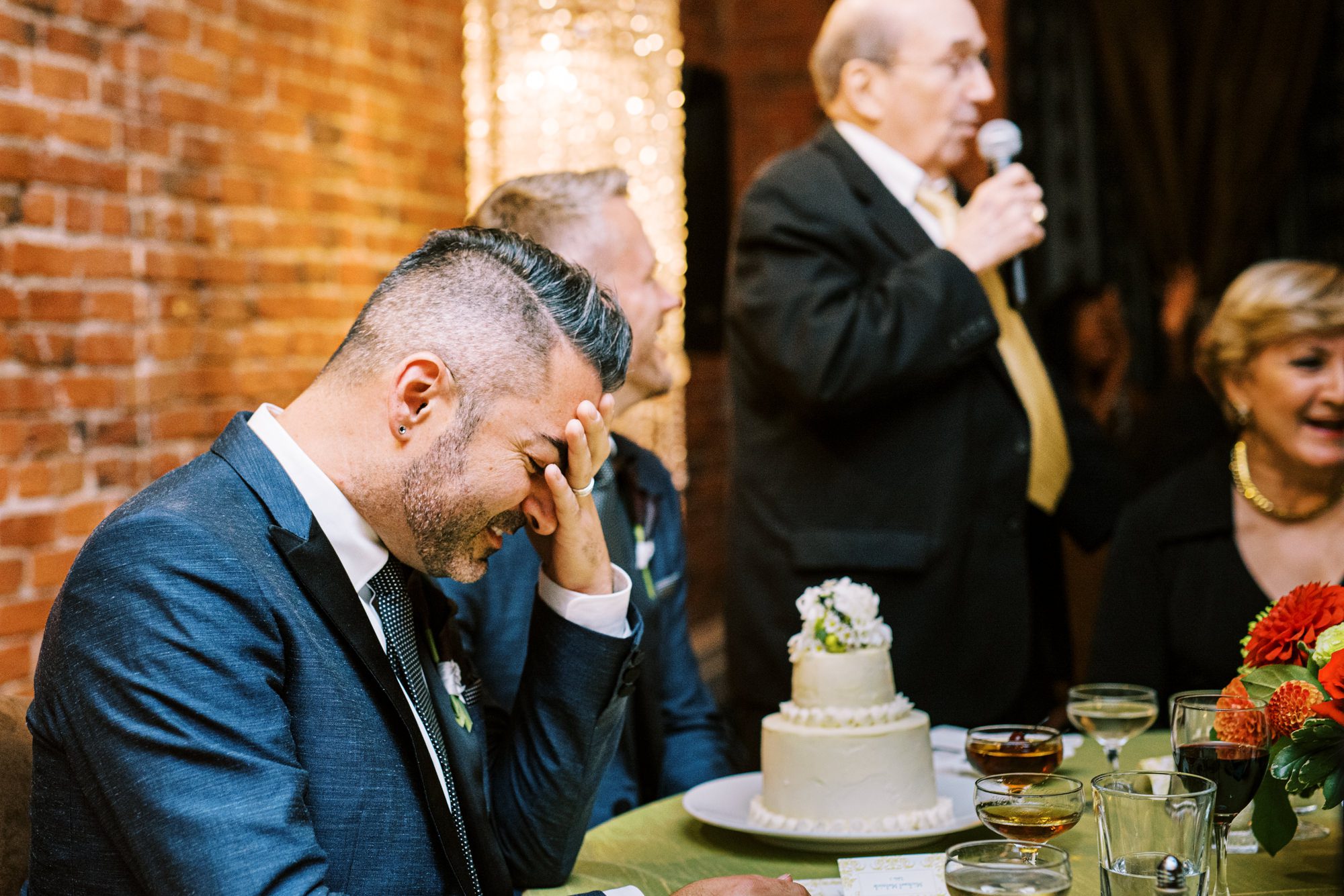 Alexis Royal Sonesta Hotel Hotel wedding: Michael and Justin post wedding reception toast moments