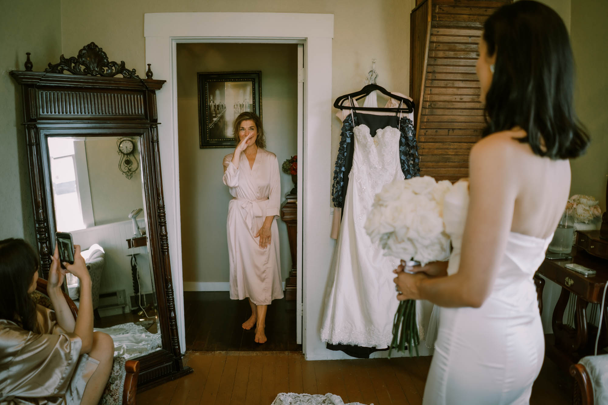 Alexa's mom tears up seeing her in her bridal gown