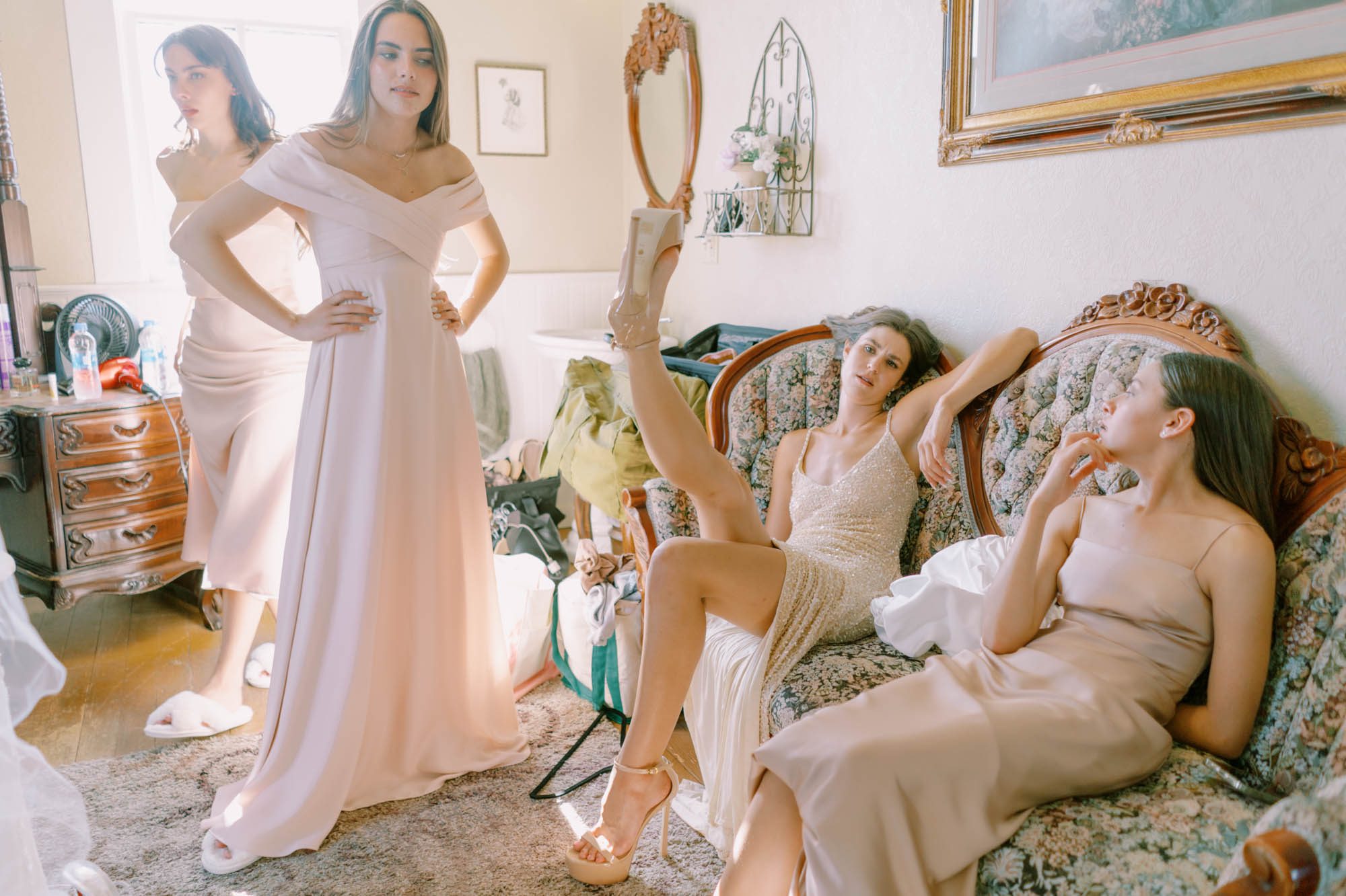 Alexa and her bridal party relaxing after the wedding