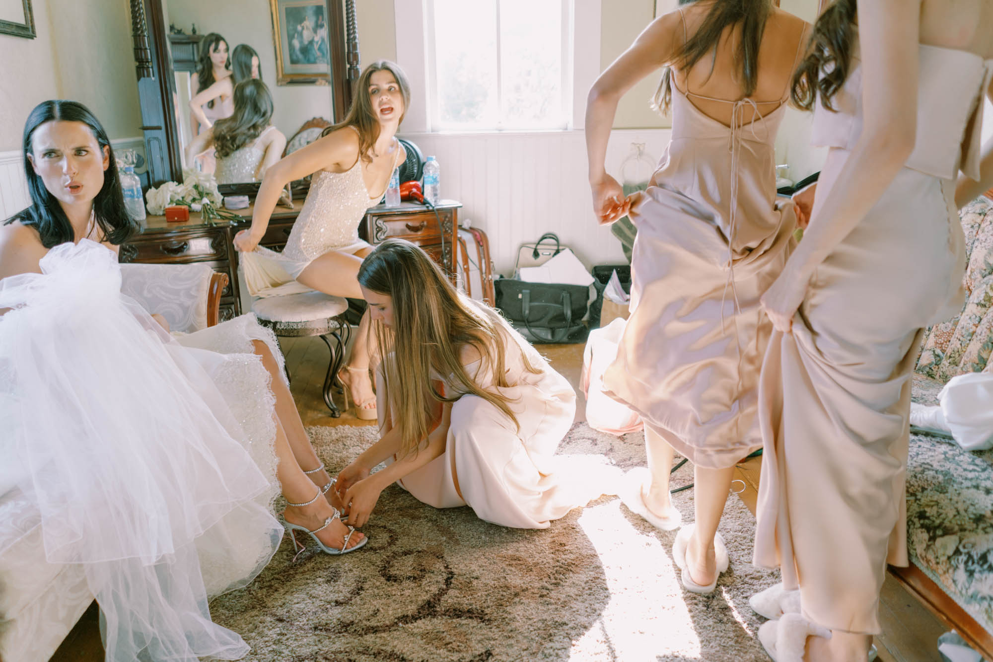 Alexa and her bridal party relaxing after the wedding