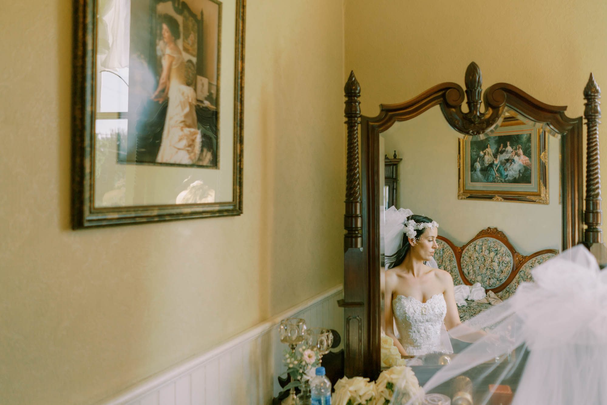 Alexa getting into a reception dress