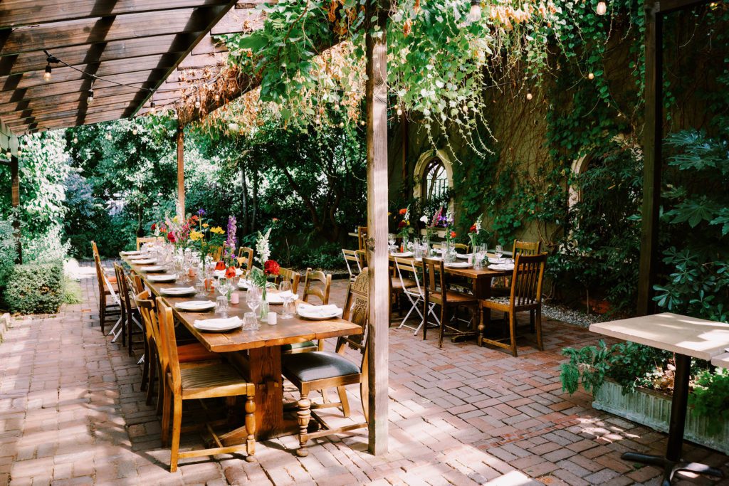 The Corson Building's outdoor dinner courtyard