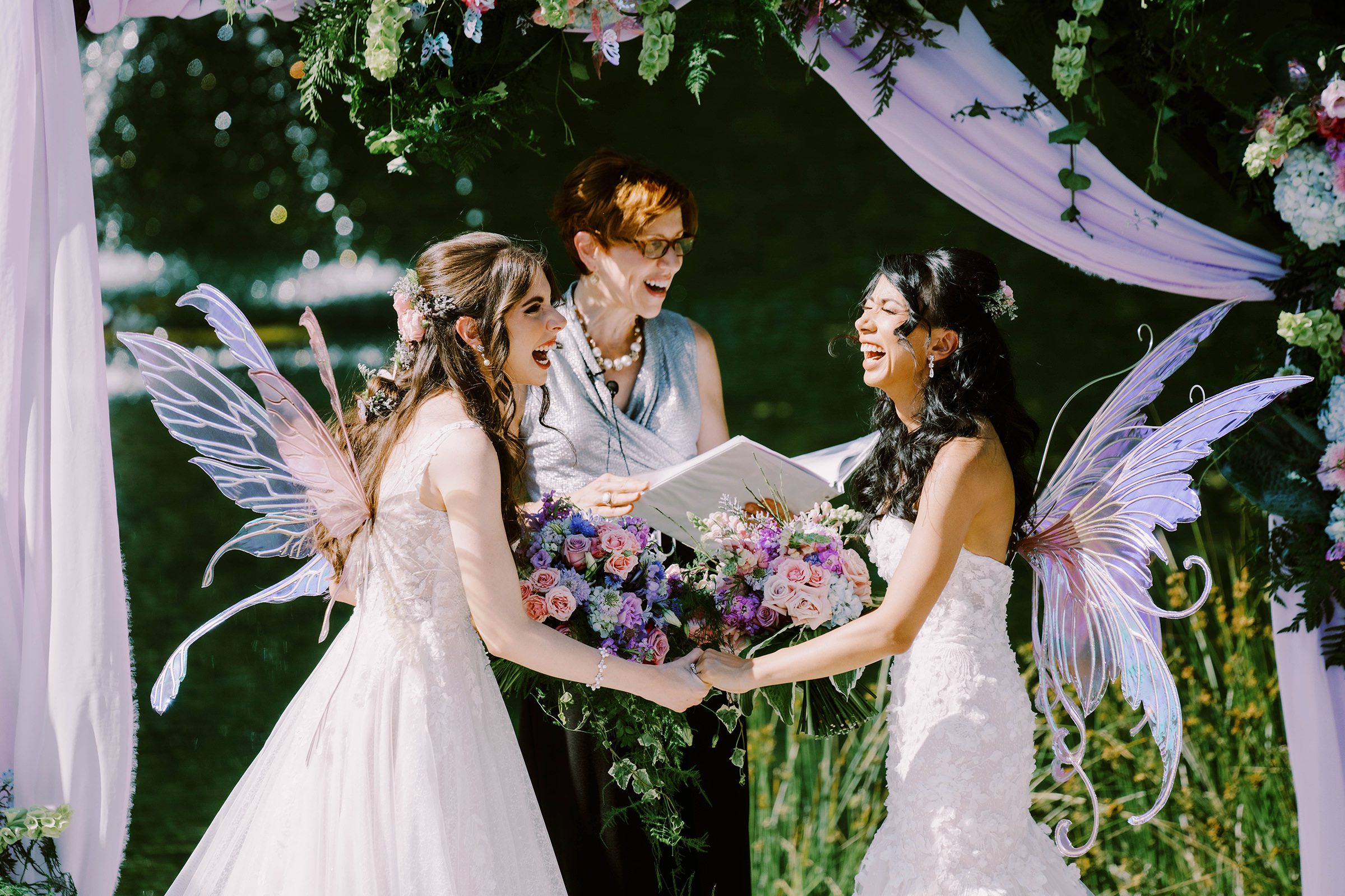 Megan and Erika's wedding ceremony at Graybridge Venue, Snohomish WA. Summer 2022.