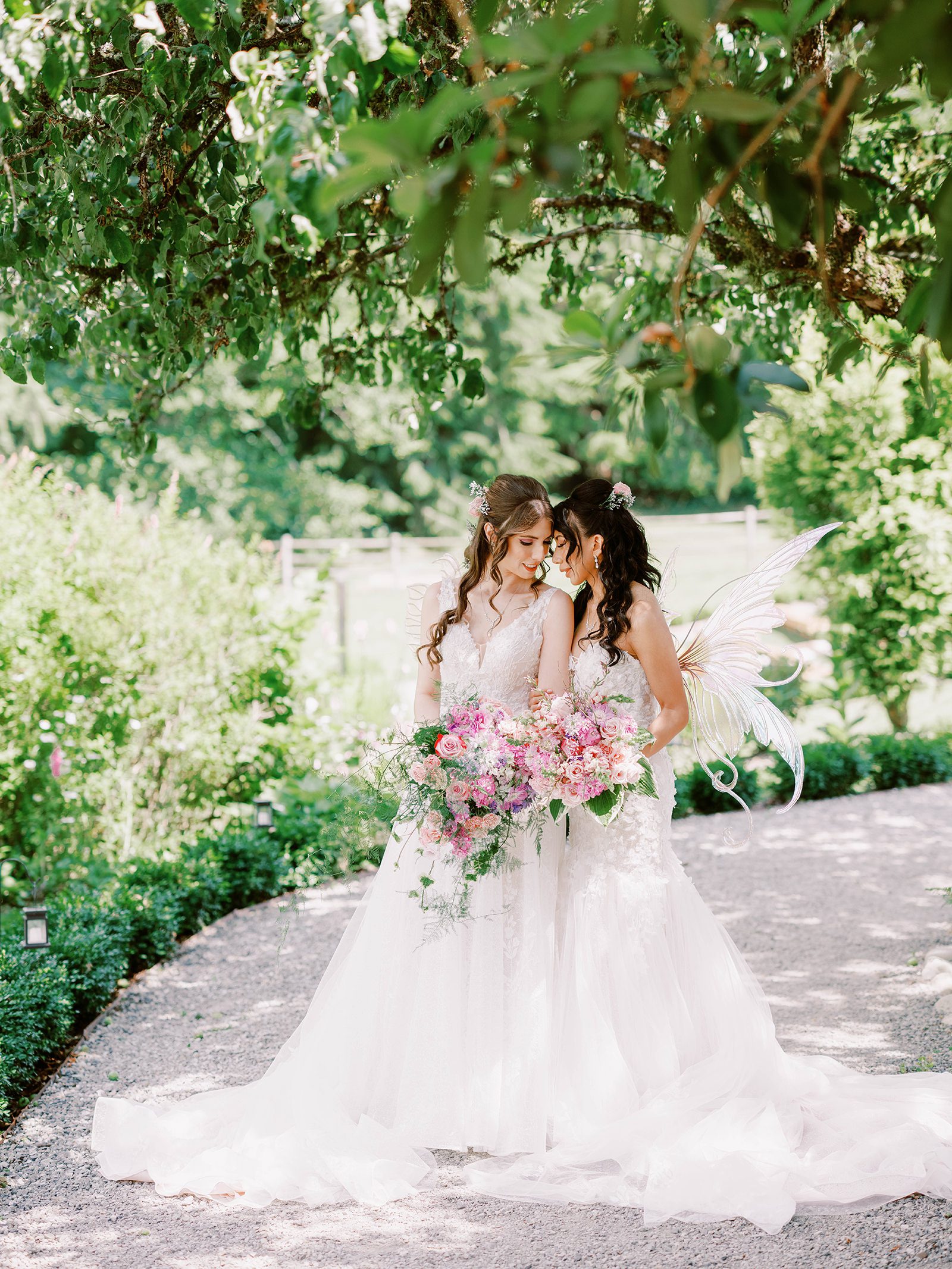 Megan and Erika's wedding photos at Graybridge Venue in Snohomish WA, summer 2022