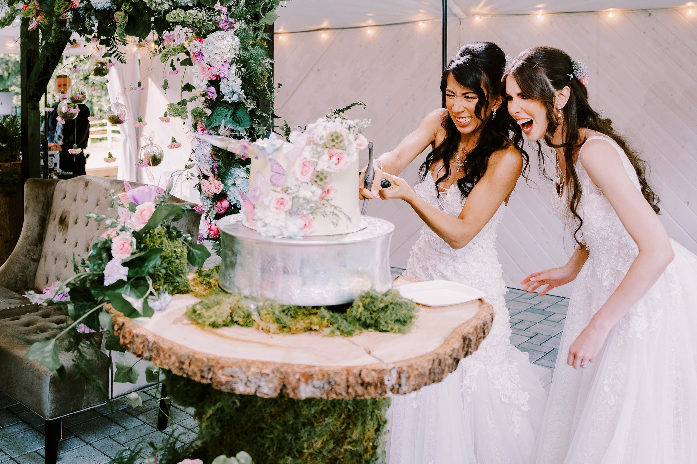 Megan and Erika cut their cake!