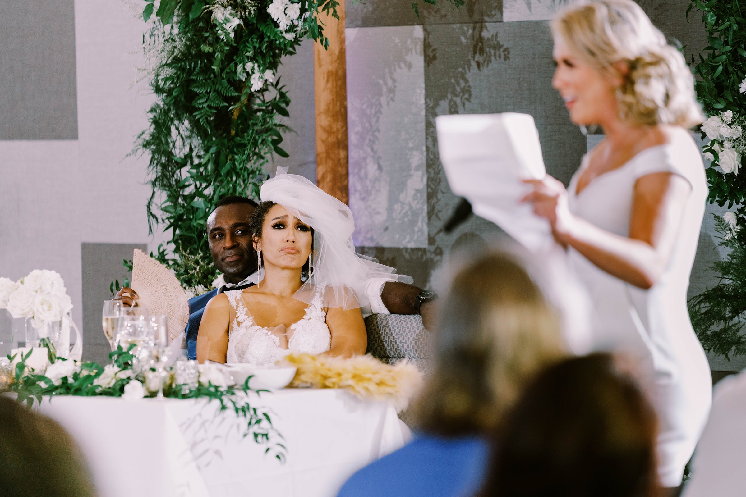 Funny and heartfelt speeches at Kasi and Sada's Hyatt Regency Lake Washington wedding, summer 2022