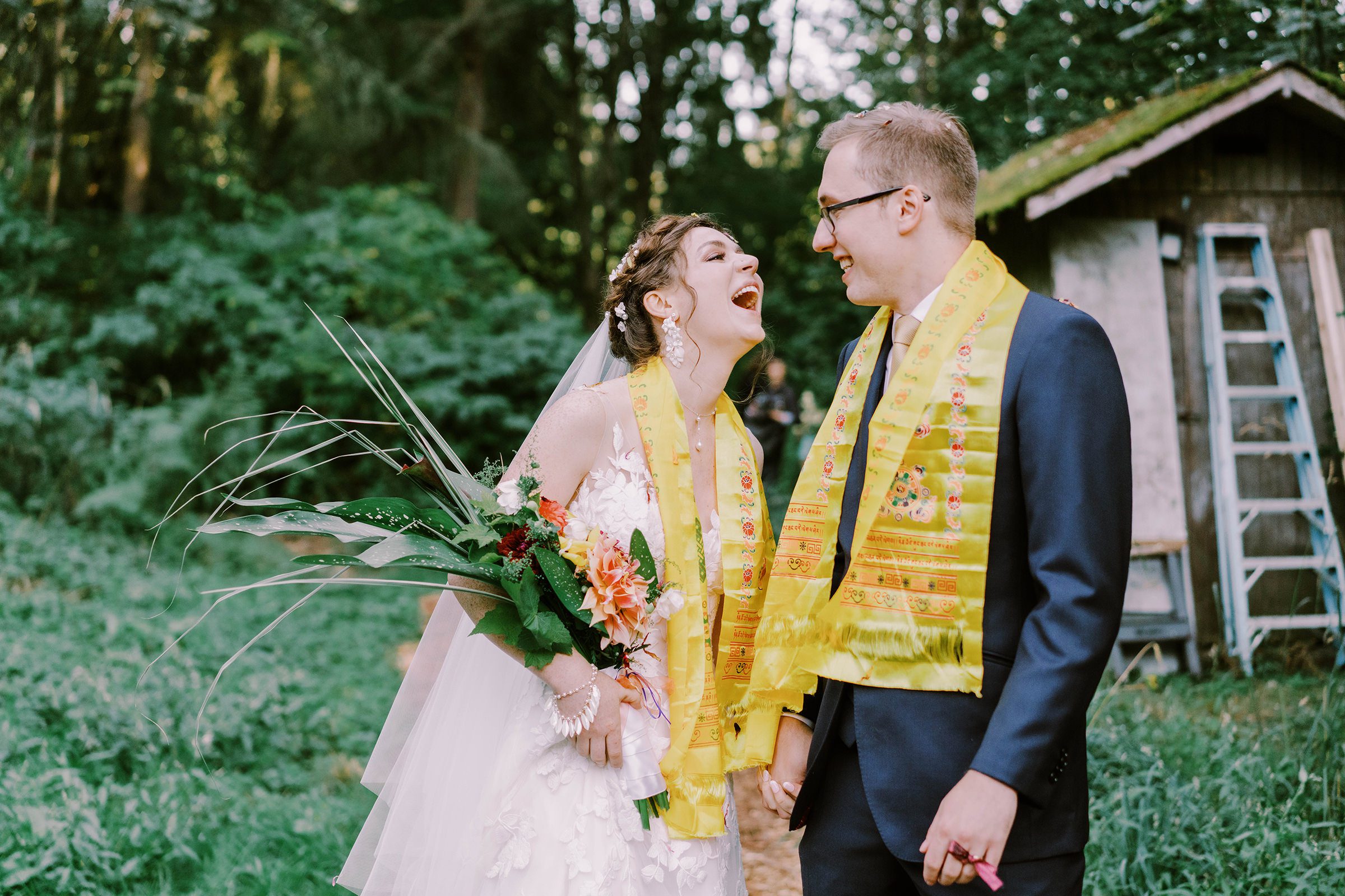 Annika and Sean's joy after they were married.