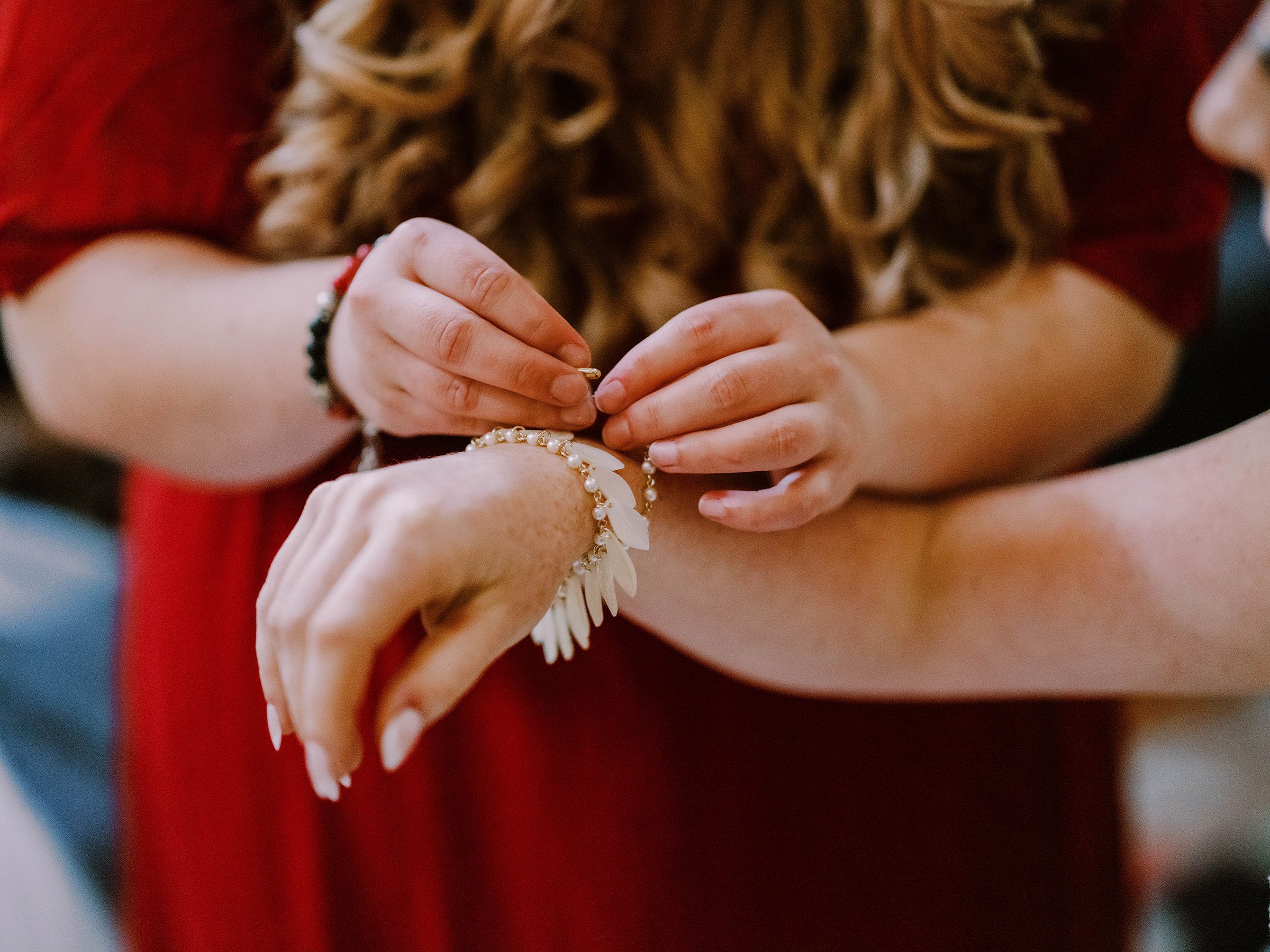 Annika getting ready for her wedding day