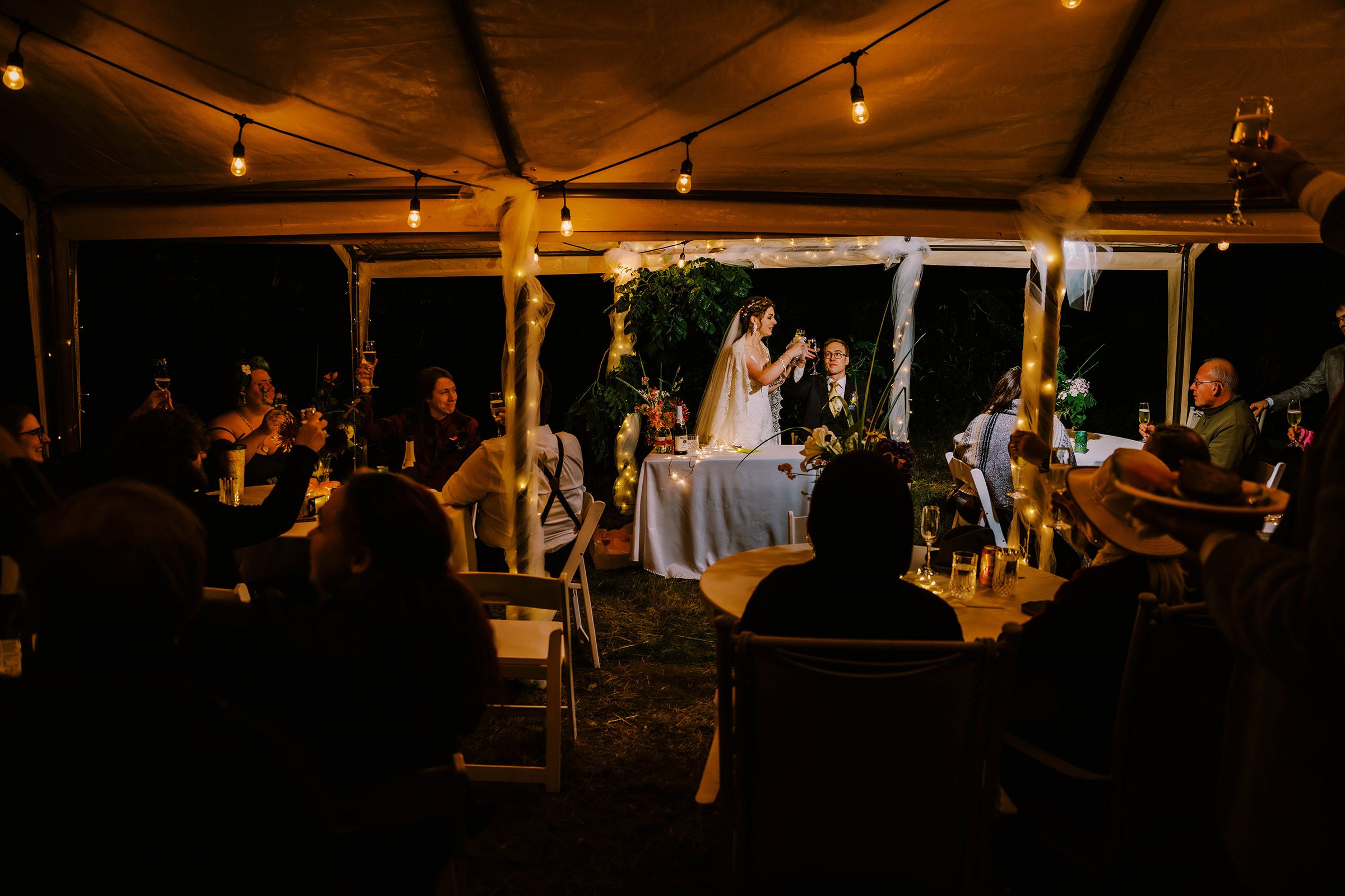 Annika and Sean's wedding reception in their backyard.