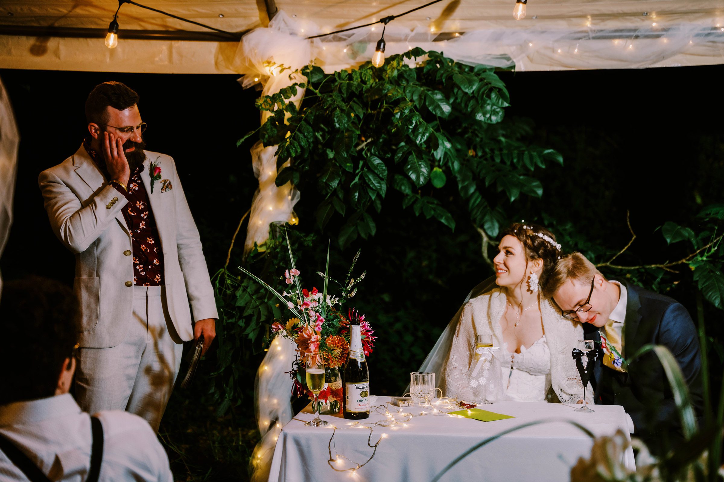 Sean's bestman giving the newlyweds a toast.